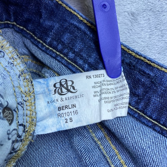 Rock & Republic Berlin Jeans Women's Size 2S Fits 37" Dark Wash Skinny Fit Denim - Picture 6 of 8